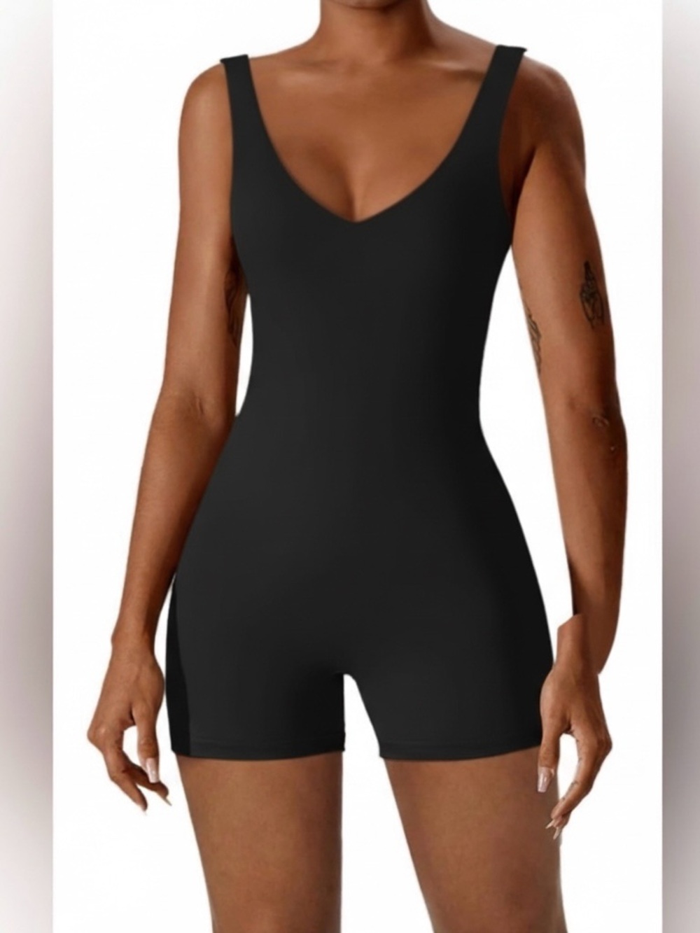 REORIA Women's Sexy V Neck Sleeveless Bodycon Romper